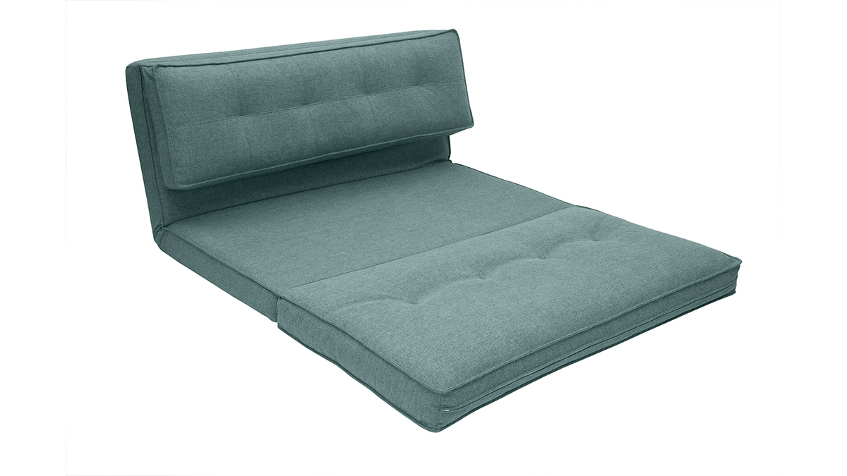 Chauffeuse 2 places convertible en tissu vert de gris SALLY