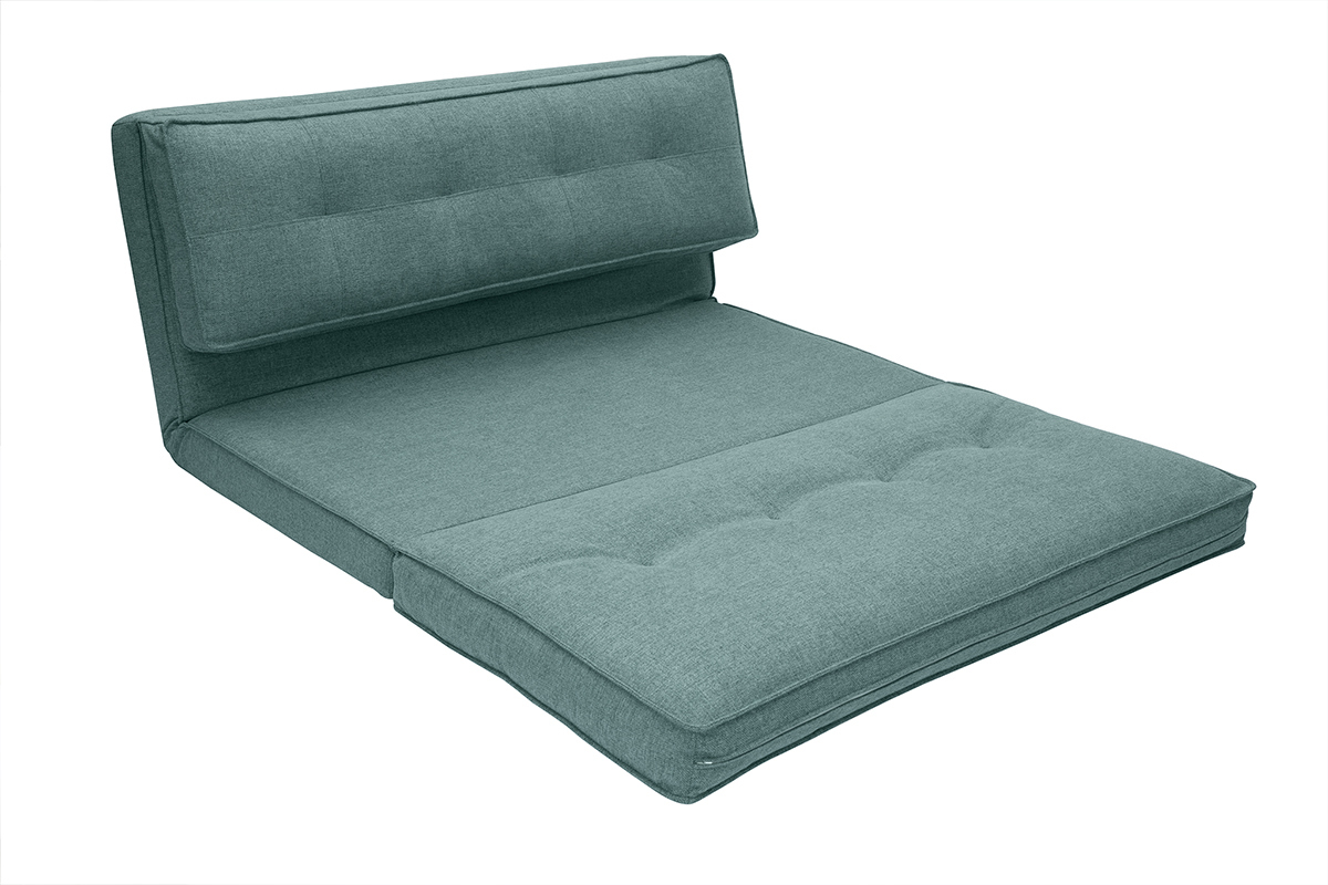 Chauffeuse 2 places convertible en tissu vert de gris SALLY