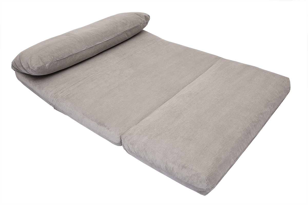 Chauffeuse convertible 2 places en tissu velours ctel gris clair SPENCER