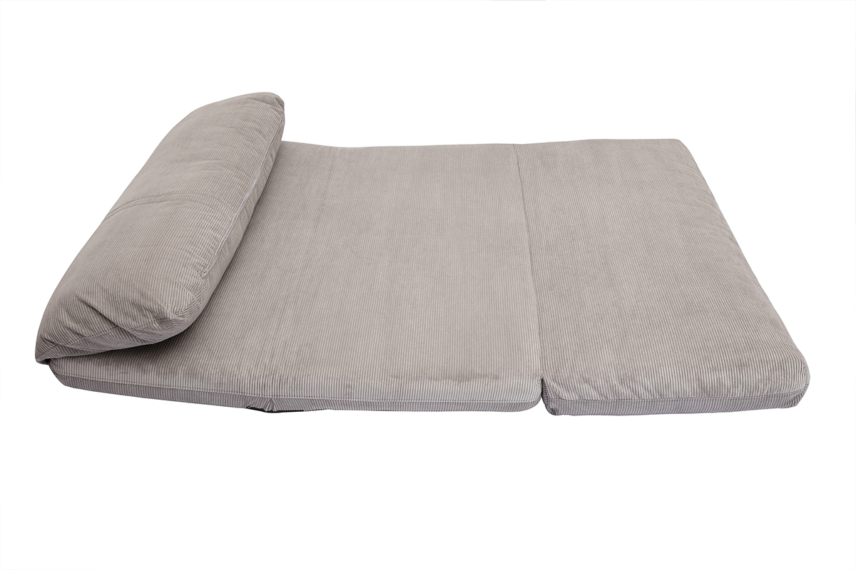 Chauffeuse convertible 2 places en tissu velours ctel gris clair SPENCER