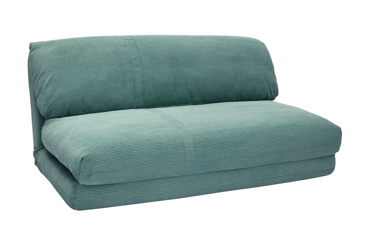 Chauffeuse convertible 2 places en tissu velours ctel vert cladon SPENCER