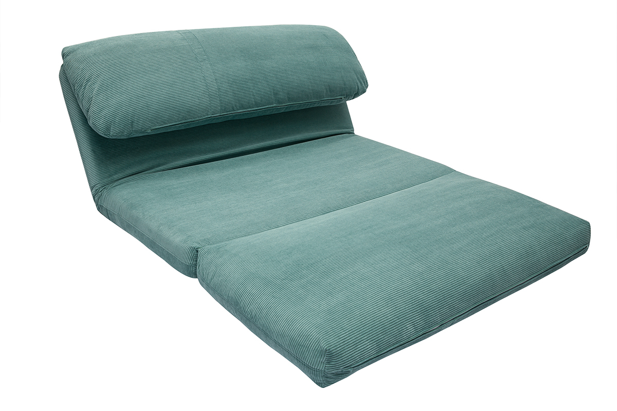 Chauffeuse convertible 2 places en tissu velours ctel vert cladon SPENCER