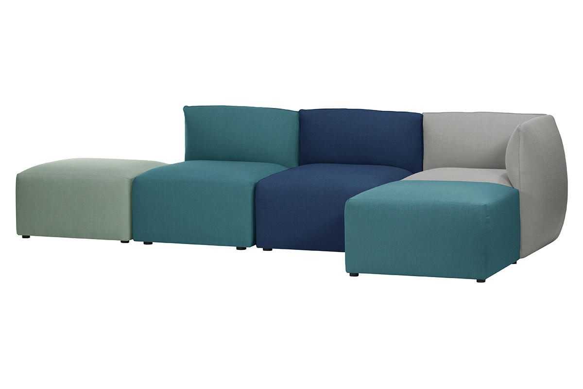 Chauffeuse design tissu bleu canard MODULO