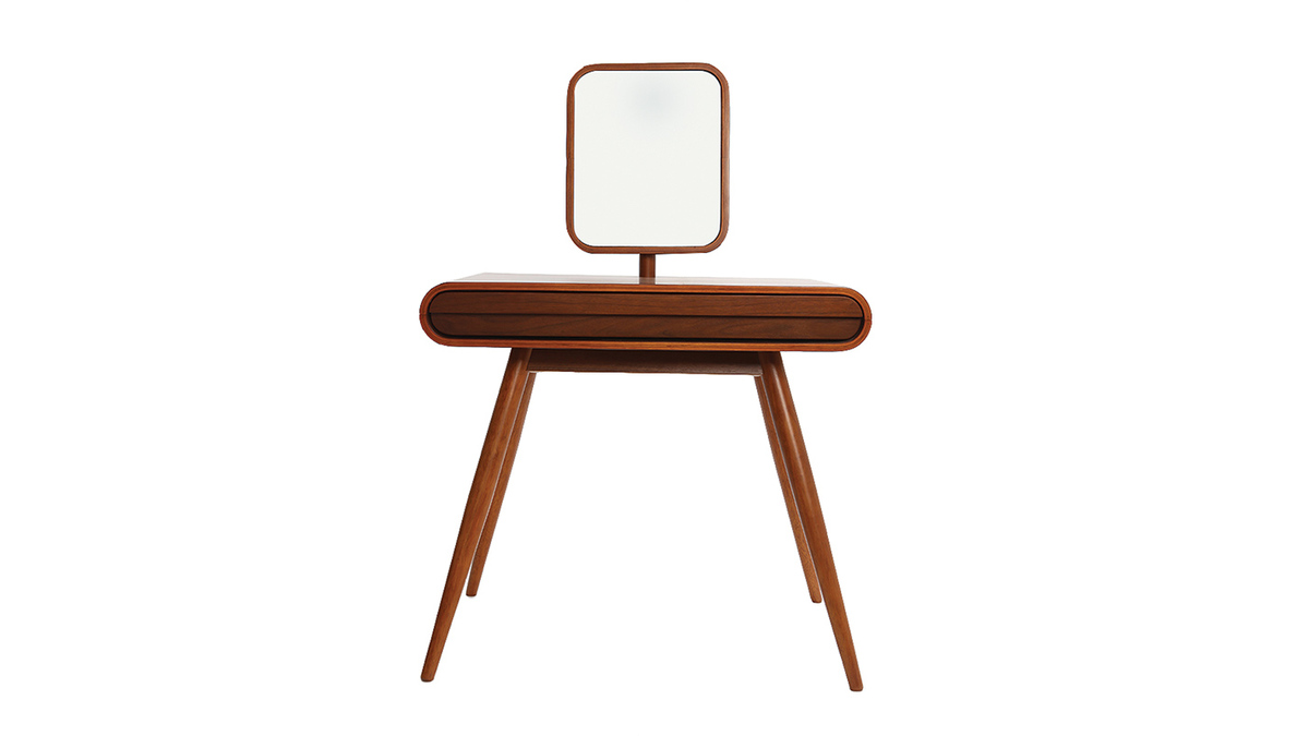 Coiffeuse design noyer avec miroir BJORG