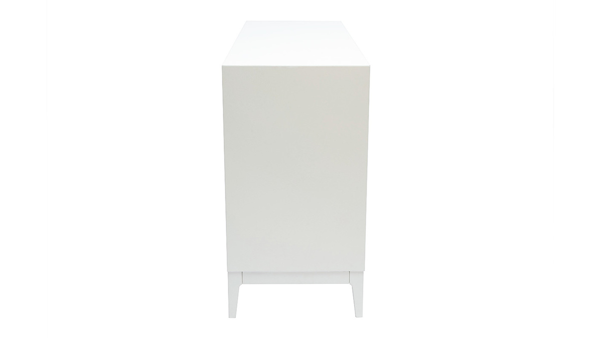 Commode blanche mat et mtal dor 6 tiroirs L120 cm GIANA