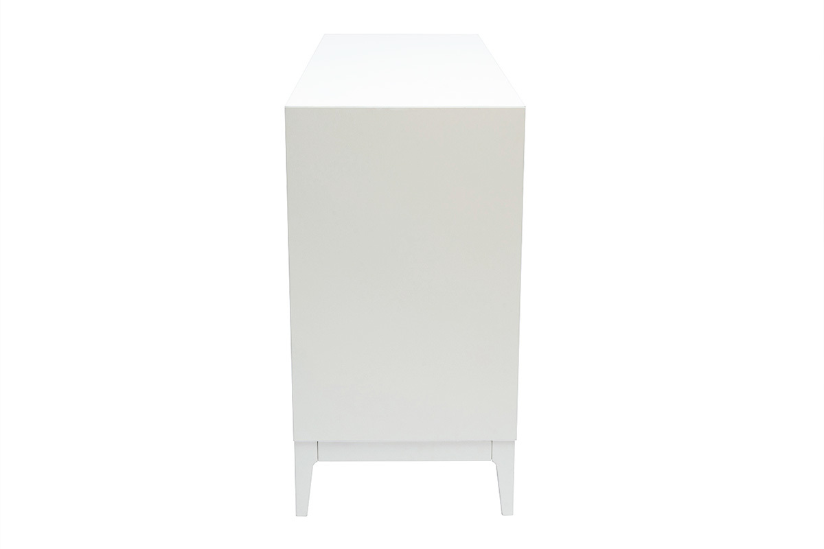 Commode blanche mat et mtal dor 6 tiroirs L120 cm GIANA