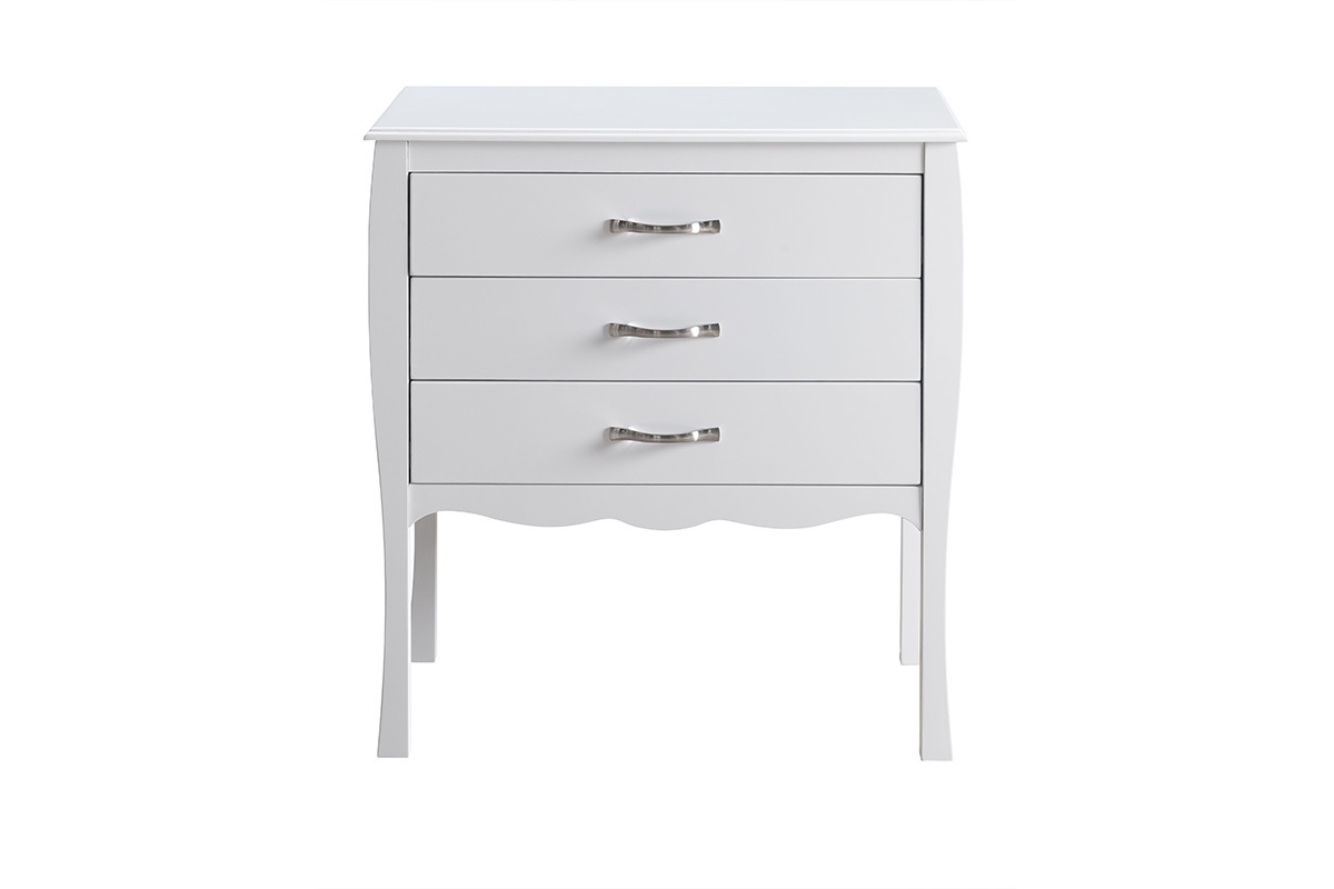 Commode design baroque blanc 3 tiroirs MARGOT