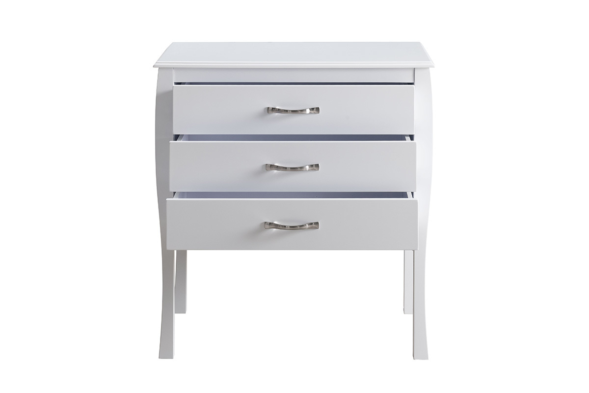 Commode design baroque blanc 3 tiroirs MARGOT