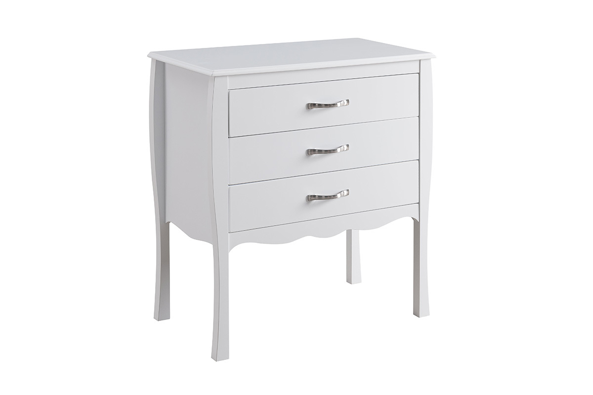 Commode design baroque blanc 3 tiroirs MARGOT