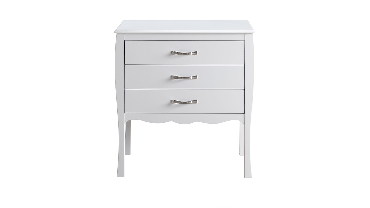 Commode design baroque blanc 3 tiroirs MARGOT