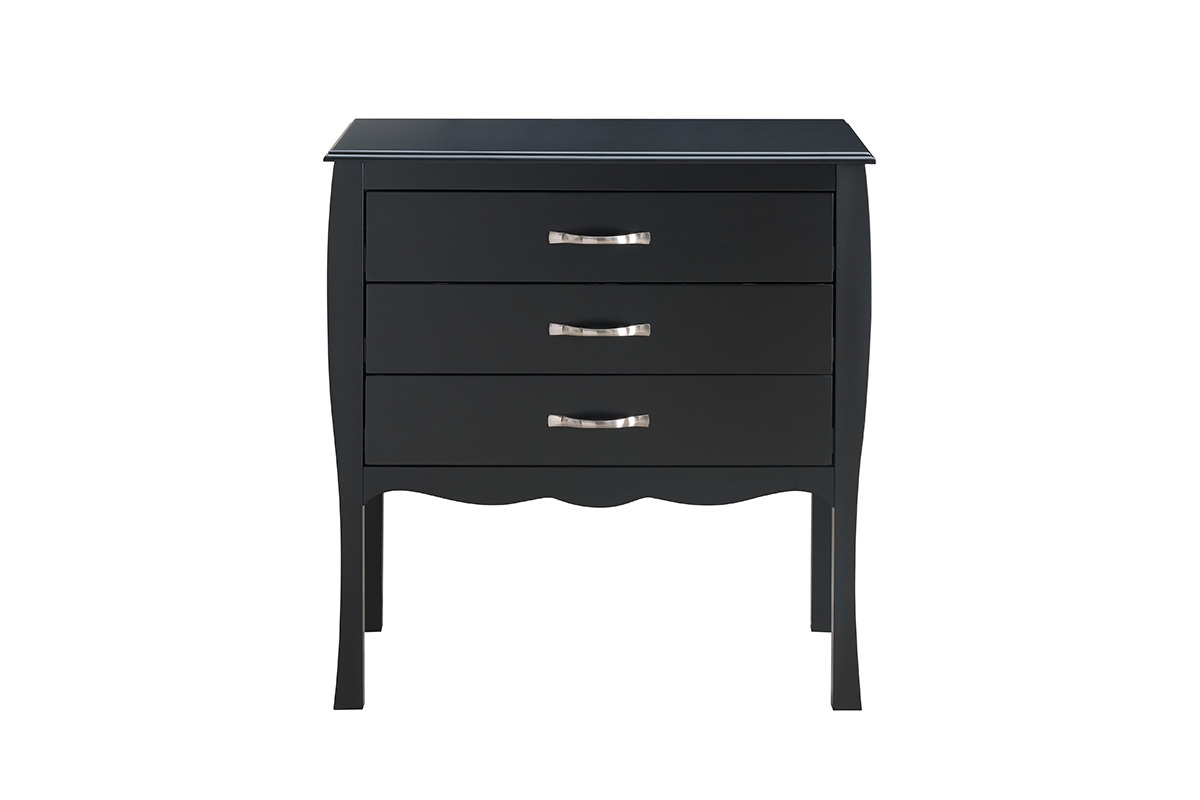 Commode design baroque noir 3 tiroirs MARGOT