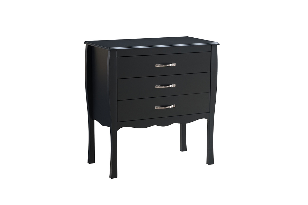 Commode design baroque noir 3 tiroirs MARGOT