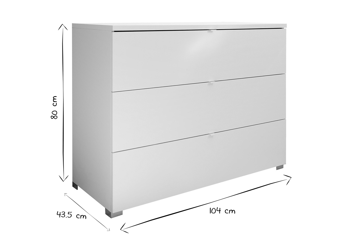 Commode design blanche 3 tiroirs L104 cm LALY