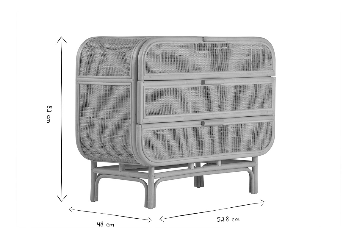 Commode en rotin 3 tiroirs L100 cm LUWAK