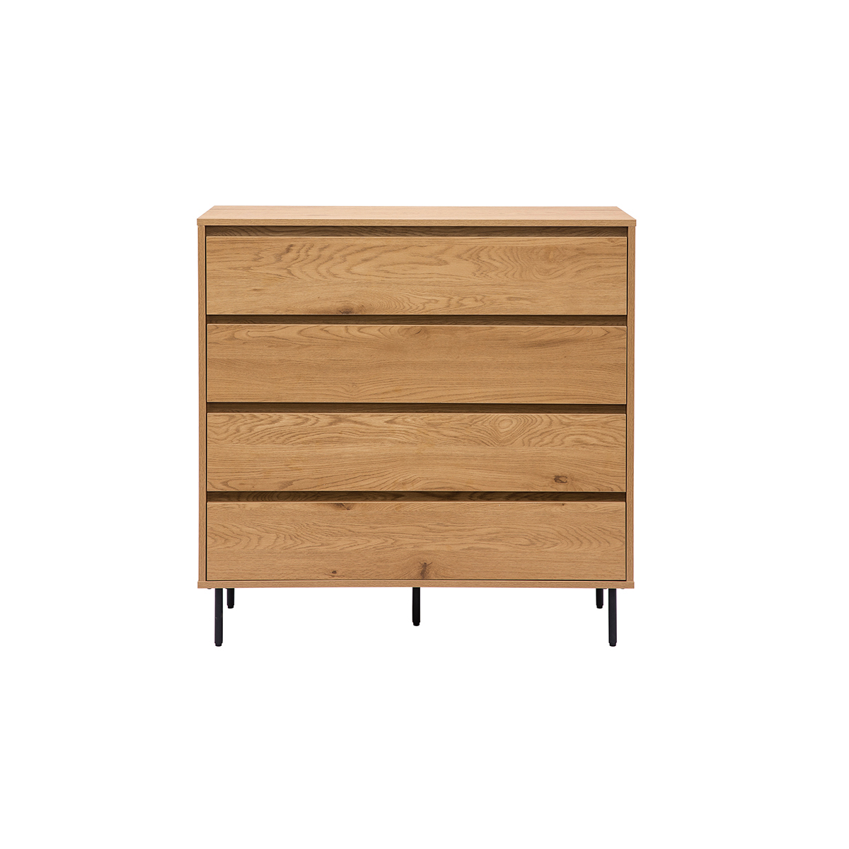 Commode finition bois clair chêne 4 tiroirs L100 cm ARAGON