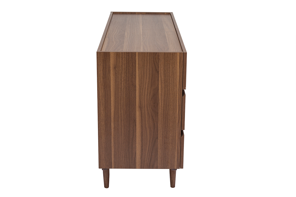 Commode finition bois fonc noyer 6 tiroirs L120 cm SANAA