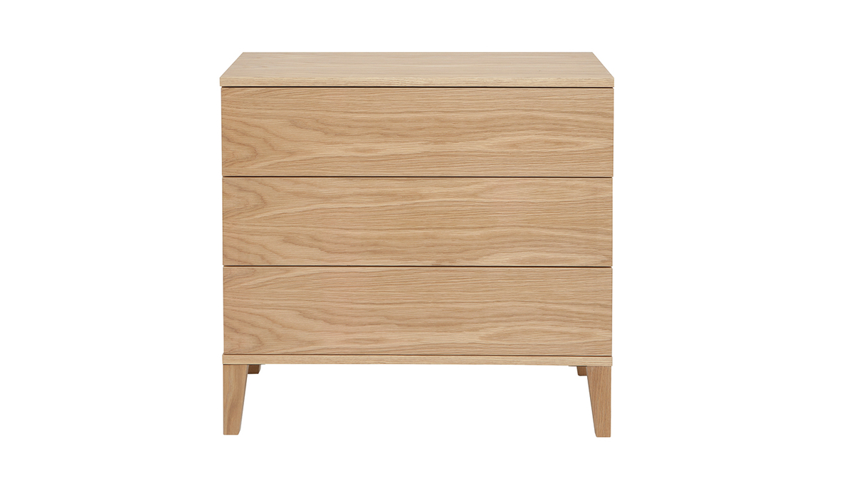 Commode scandinave en bois clair chne 3 tiroirs L80 cm FREDDY