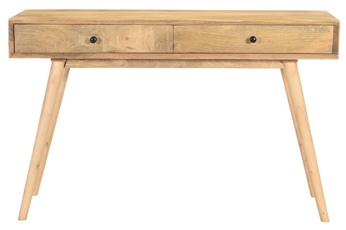 Console avec rangements 2 tiroirs en bois manguier massif L120 cm CRAIG