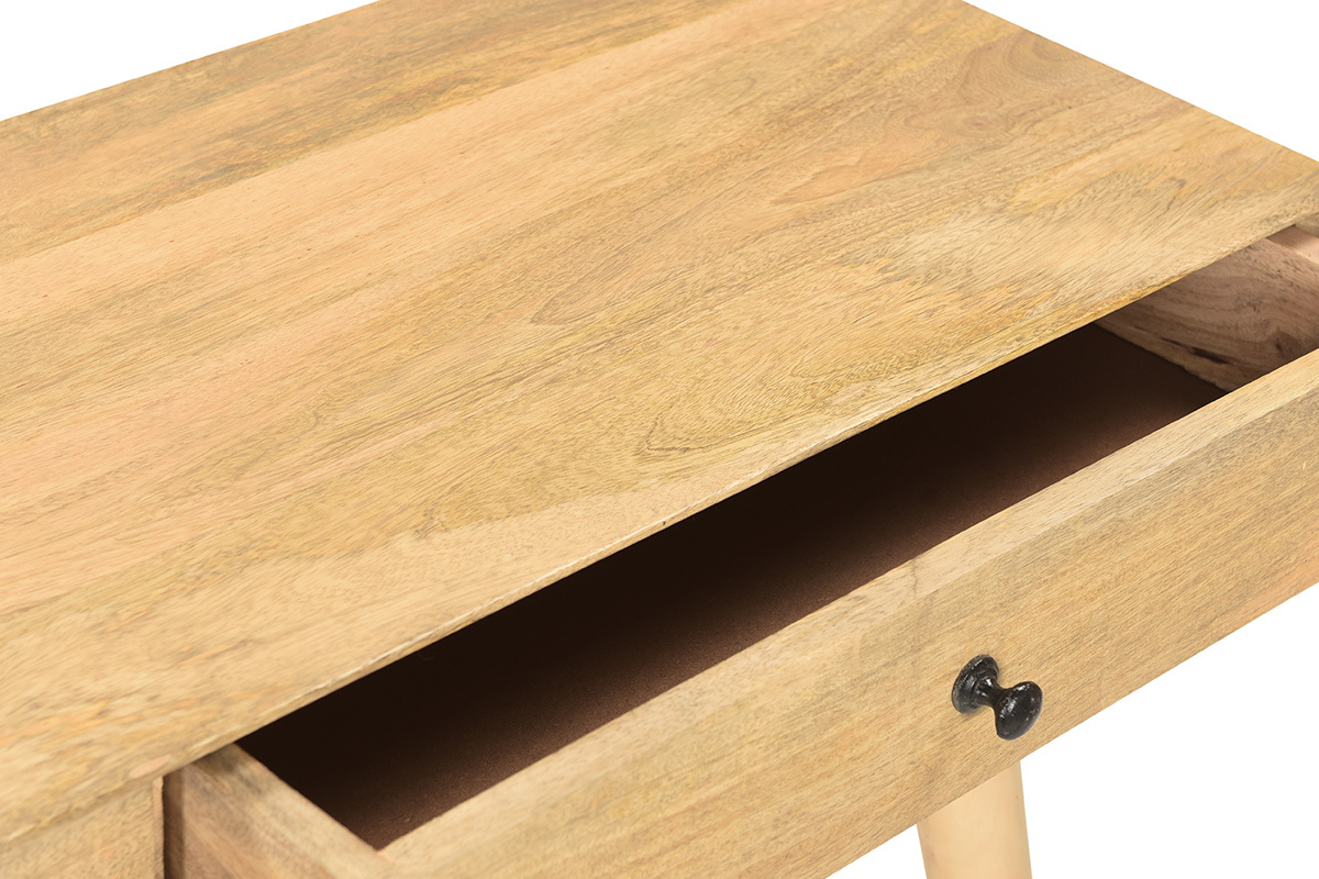 Console avec rangements 2 tiroirs en bois manguier massif L120 cm CRAIG