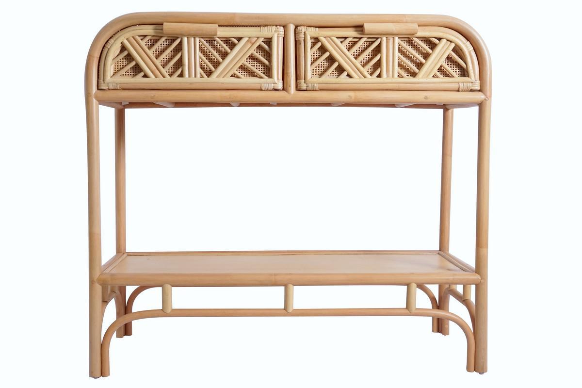 Console avec rangements 2 tiroirs en rotin naturel L90 cm GALON