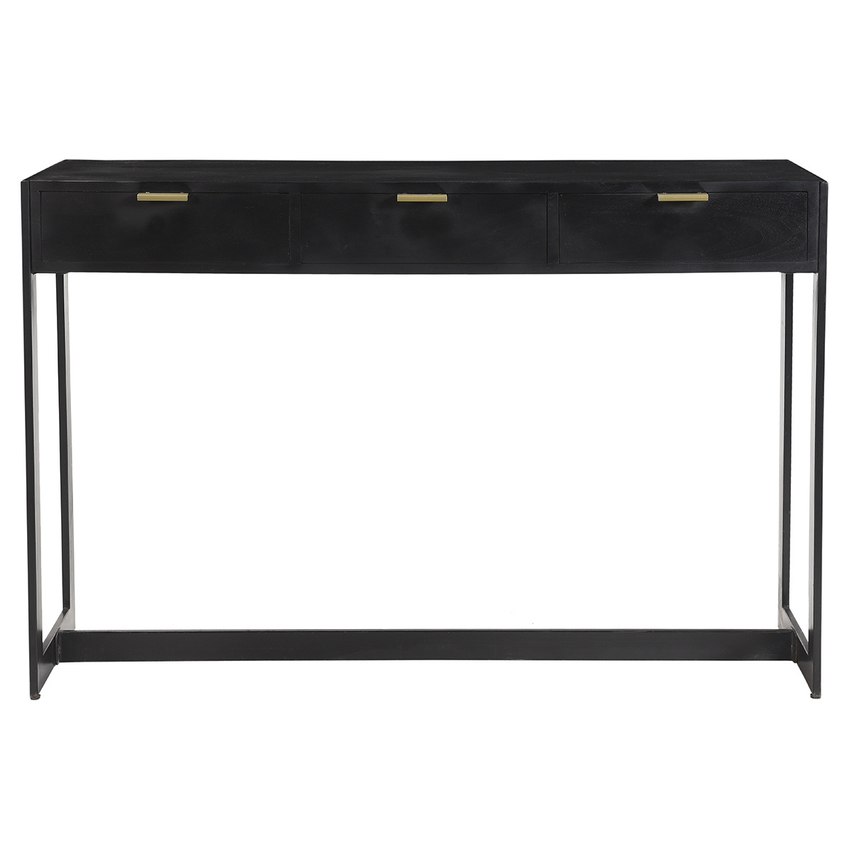 Console design avec rangements 3 tiroirs noire et métal L115 cm AVIDAN