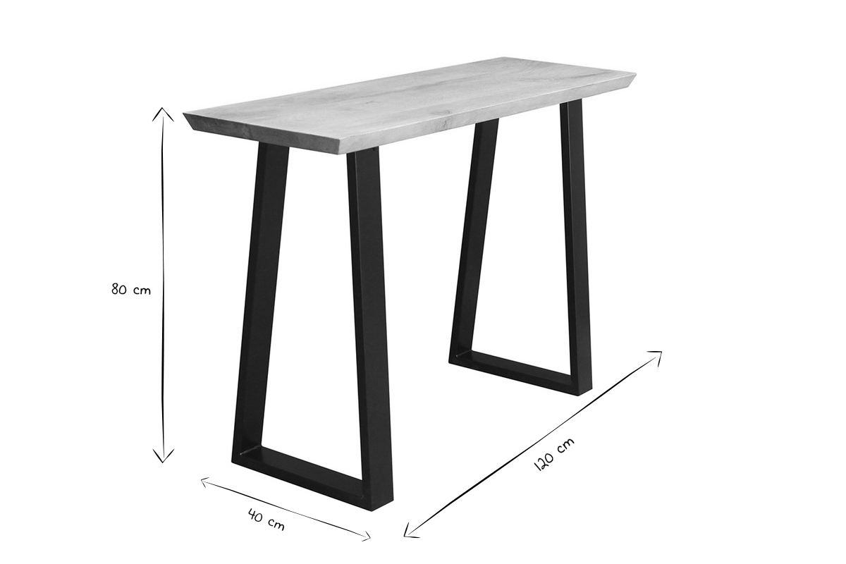 Console industrielle en bois manguier massif et mtal noir L120 cm VIJAY