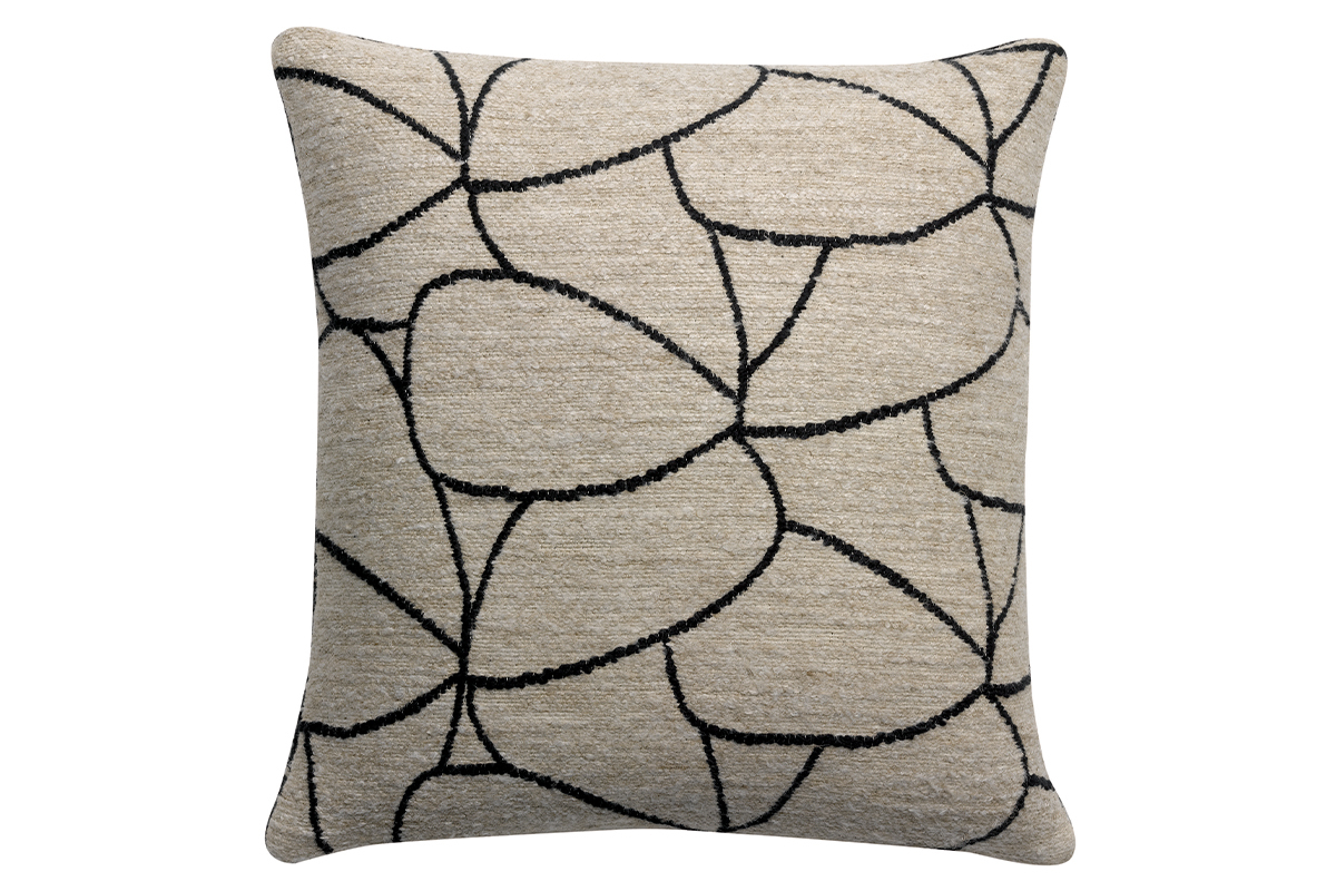 Coussin carr beige et noir  motifs abstraits 45 x 45 cm LYS