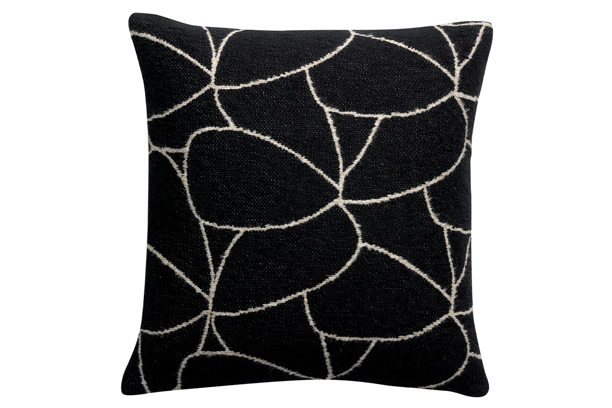 Coussin carr beige et noir  motifs abstraits 45 x 45 cm LYS