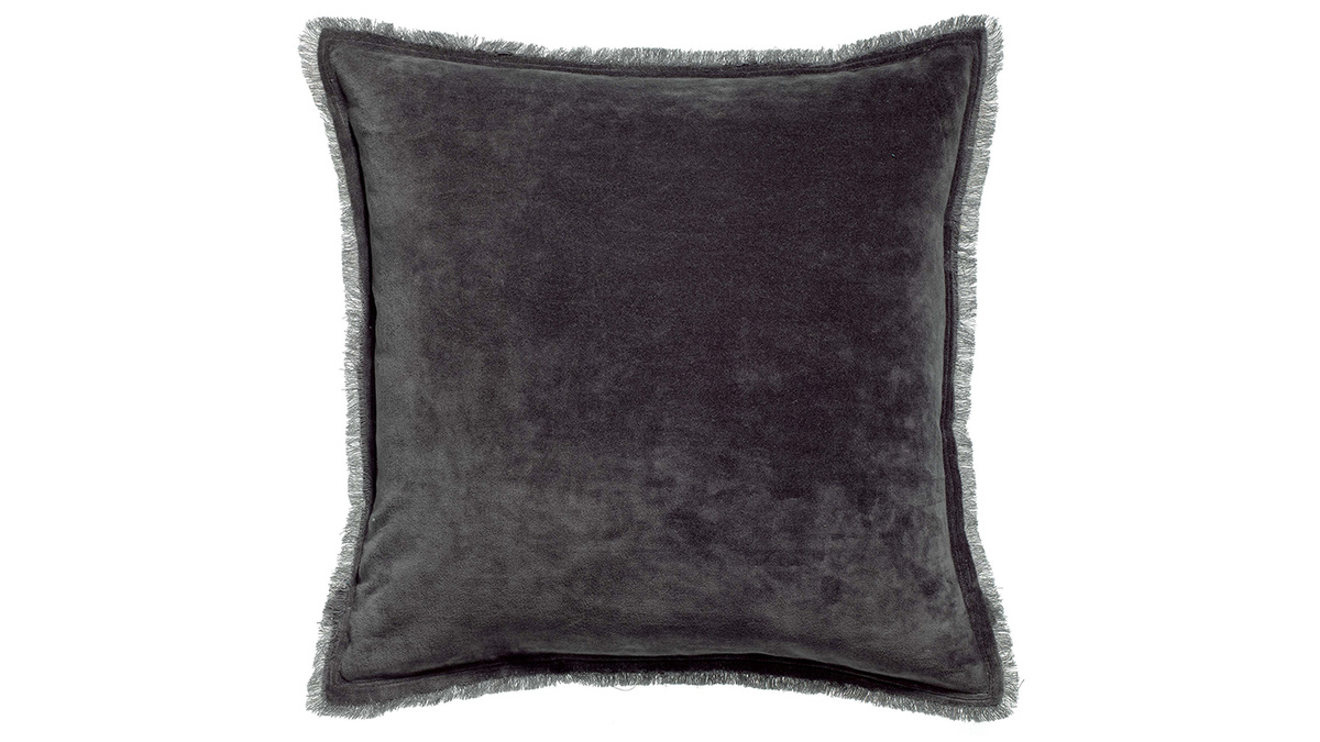 Coussin carr en velours gris ardoise 45 x 45 PESCA