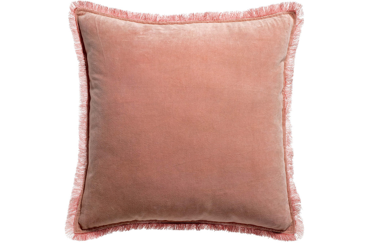 Coussin carr en velours rose 45 x 45 PESCA