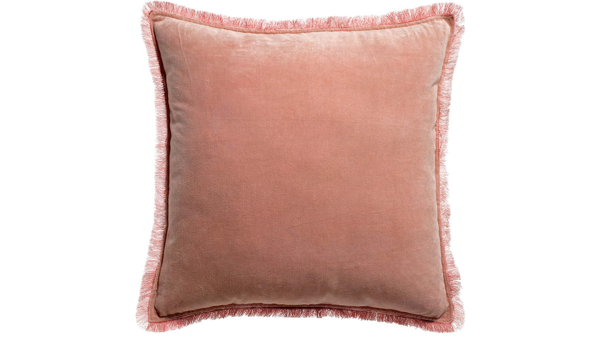 Coussin carr en velours rose 45 x 45 PESCA