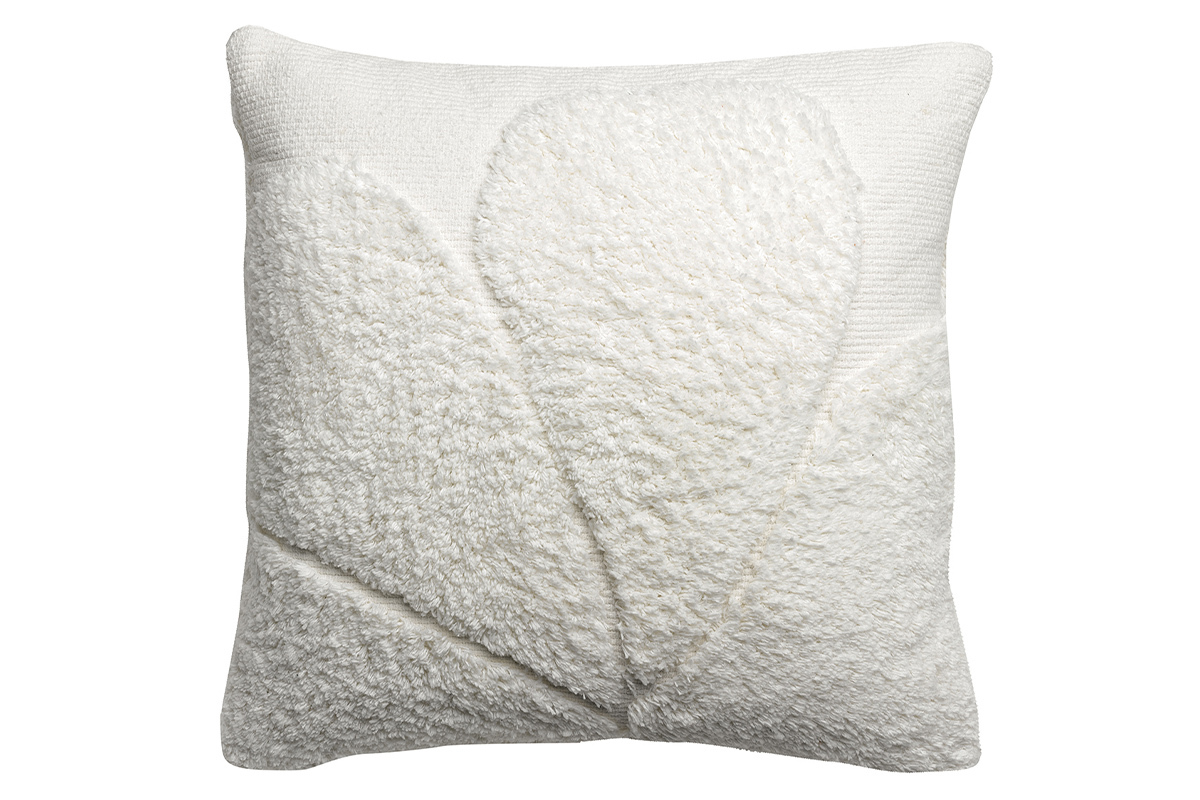 Coussin en coton textur ivoire 45 x 45 cm SNOW