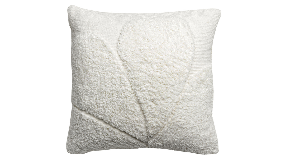 Coussin en coton textur ivoire 45 x 45 cm SNOW