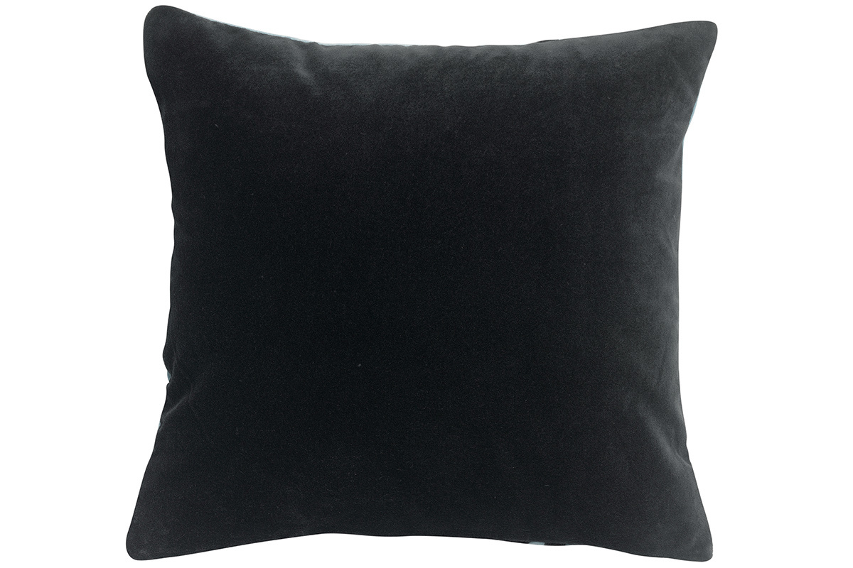 Coussin en coton thym avec motif noir brod 45 x 45 cm CROP