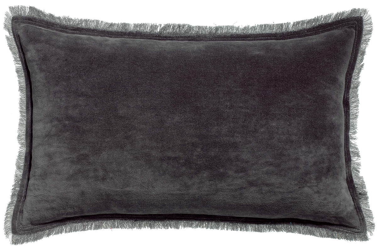 Coussin velours couleur gris ardoise 30 x 50 cm PESCA