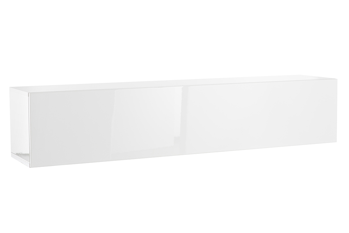 lment mural TV horizontal blanc laqu brillant L138 cm ETERNEL