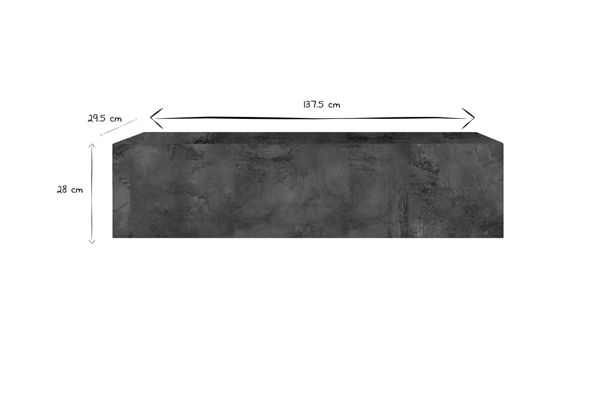 lment mural TV horizontal finition mtal oxyd L138 cm ETERNEL