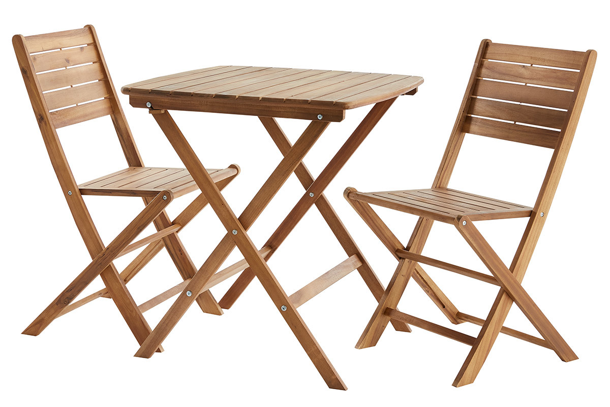 Ensemble table et chaises de jardin pliantes bois massif CANOPEE