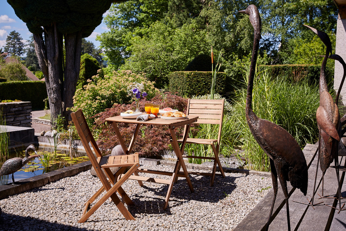 Ensemble table et chaises de jardin pliantes bois massif CANOPEE