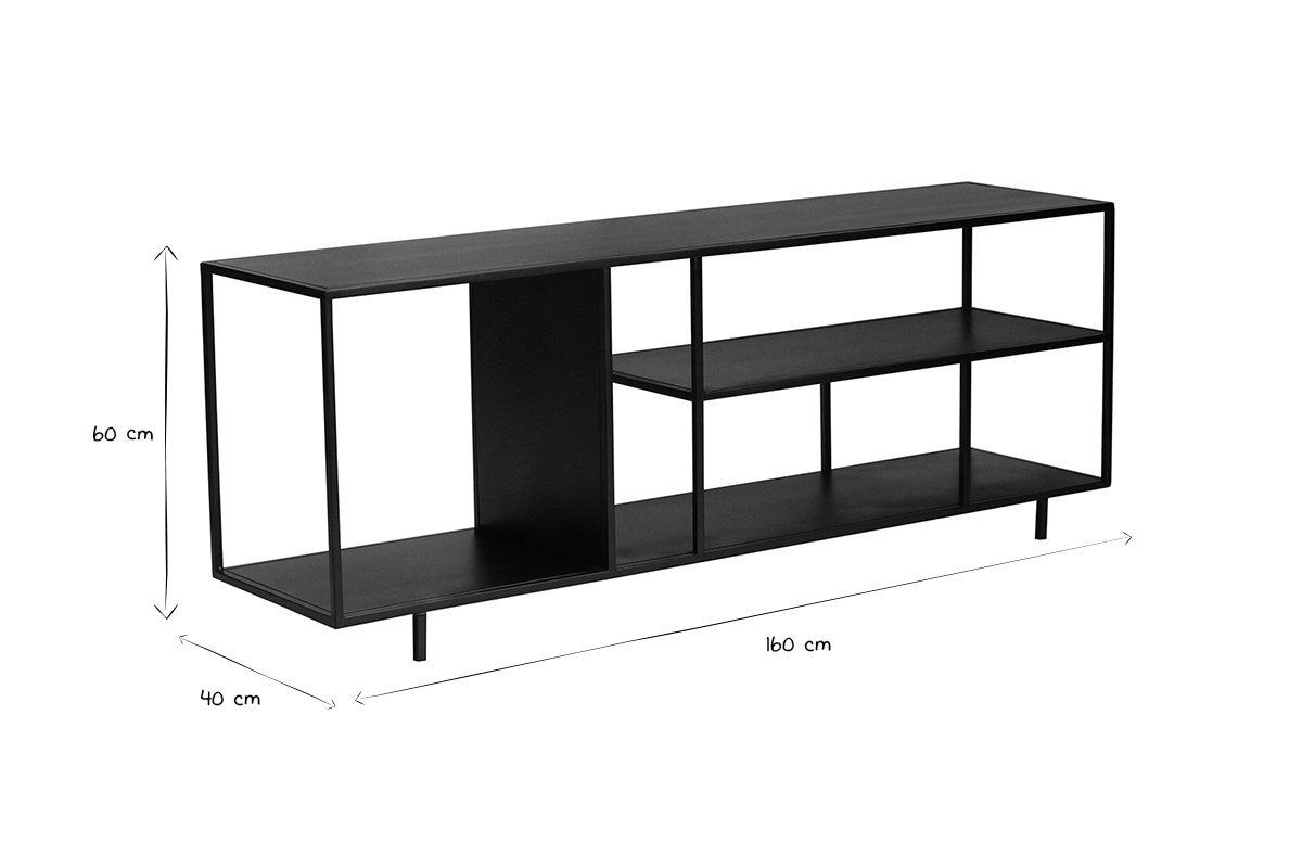 tagre basse ouverte meuble TV design en mtal noir L160 cm KARL