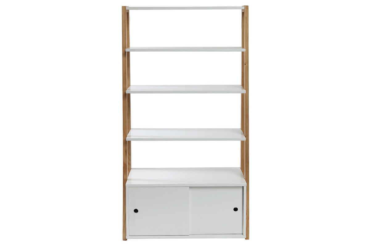 tagre design laqu blanc mat et bois STOKA