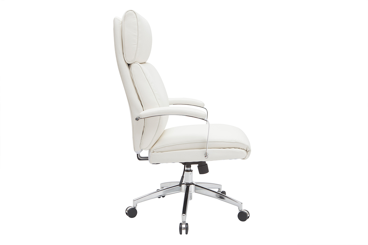 Fauteuil de bureau cuir blanc CITY - cuir de vache