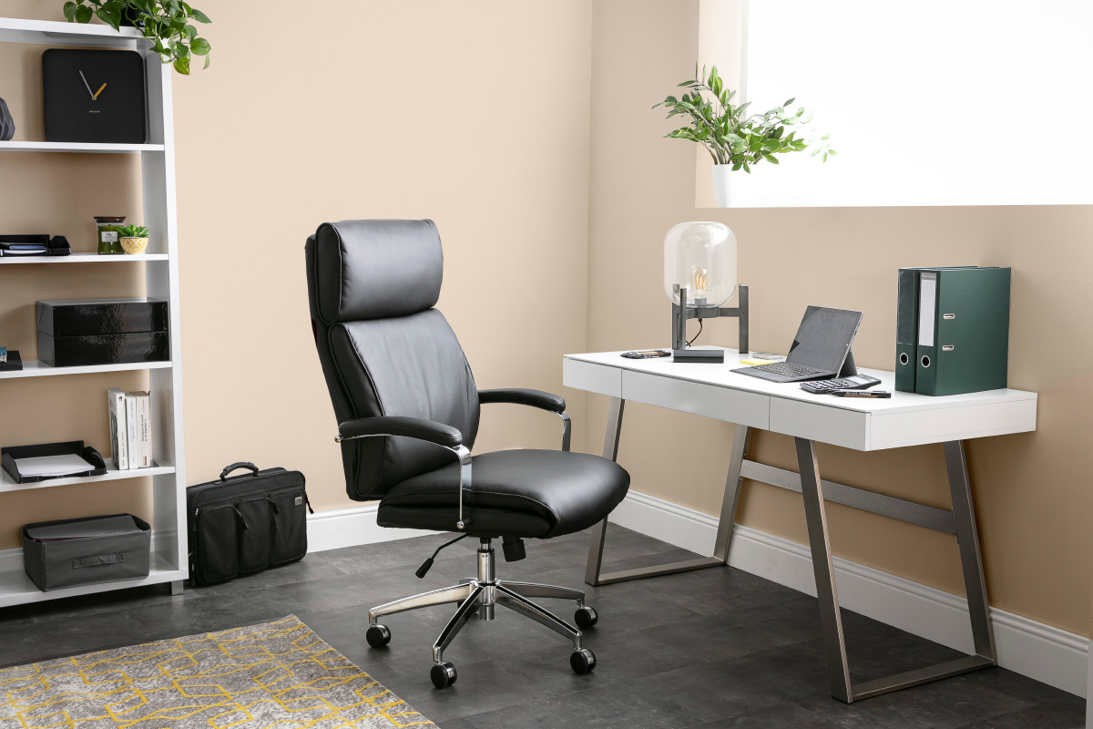 Fauteuil de bureau cuir blanc CITY - cuir de vache