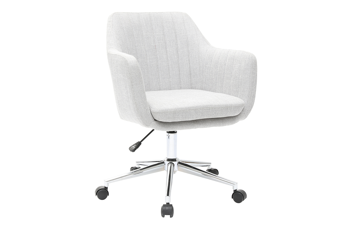 Fauteuil De Bureau Design En Tissu Gris Clair Aleyna Miliboo Stephane Plaza Miliboo