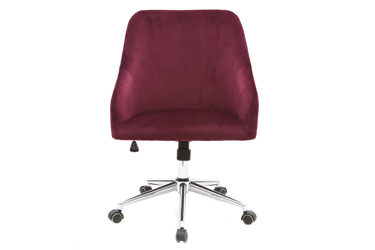 Fauteuil de bureau velours bordeaux SCARLETT