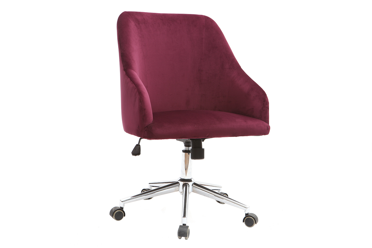 Fauteuil de bureau velours bordeaux SCARLETT