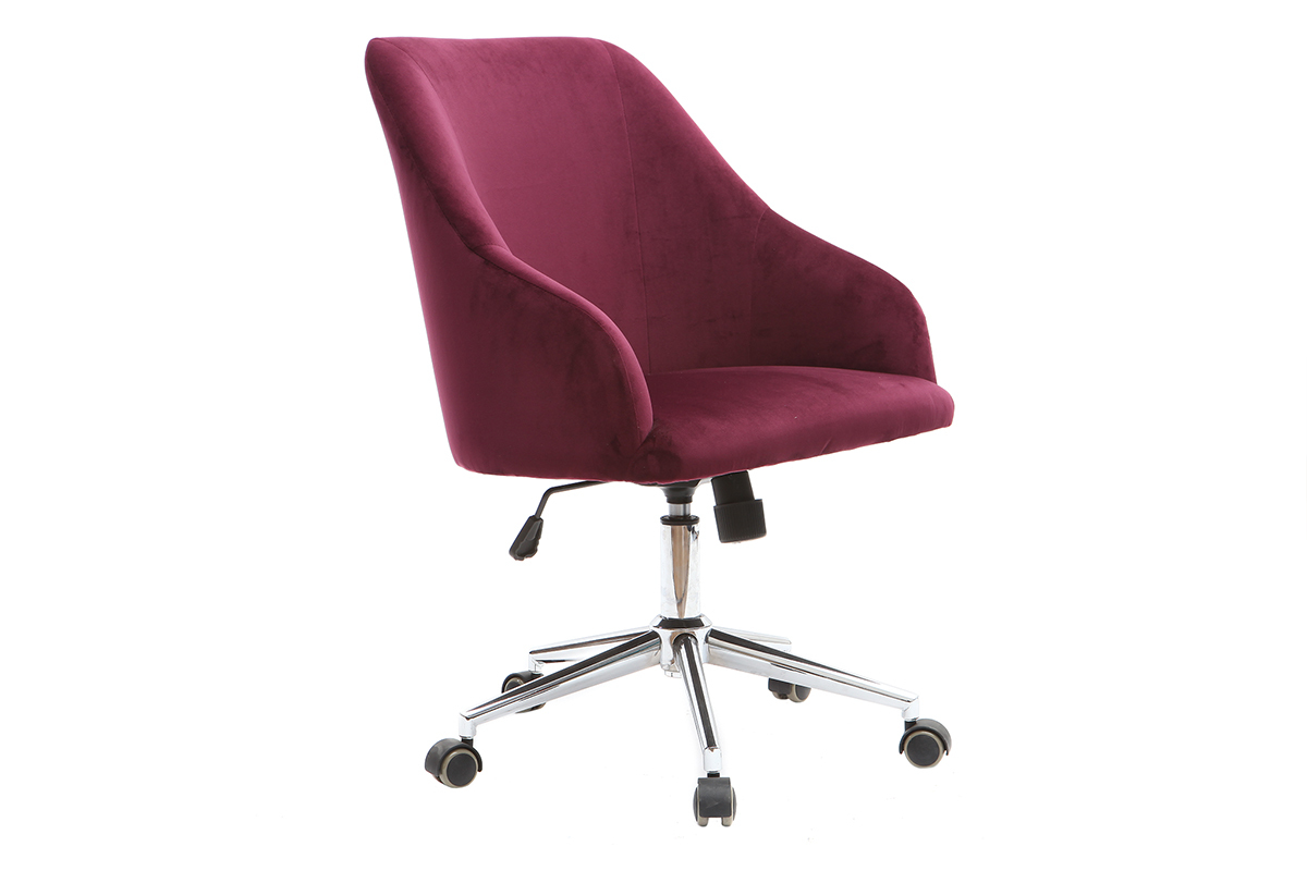 Fauteuil de bureau velours bordeaux SCARLETT