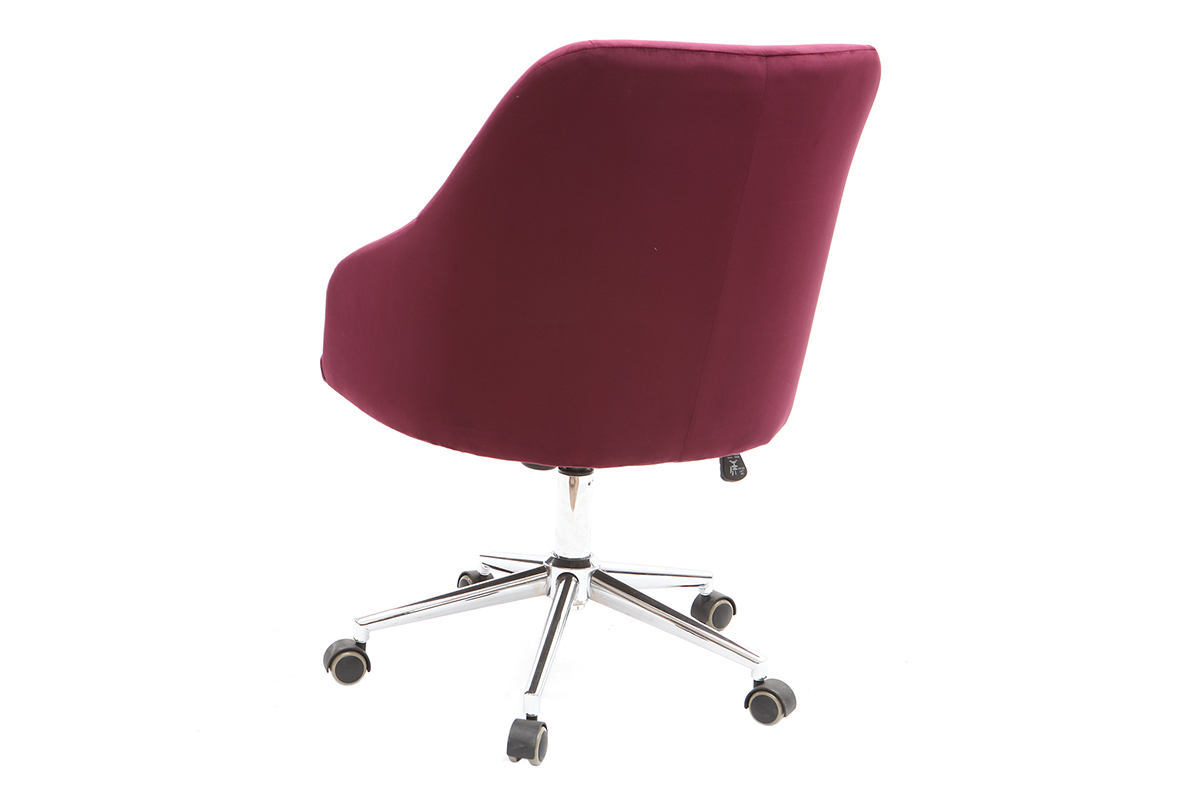 Fauteuil de bureau velours bordeaux SCARLETT