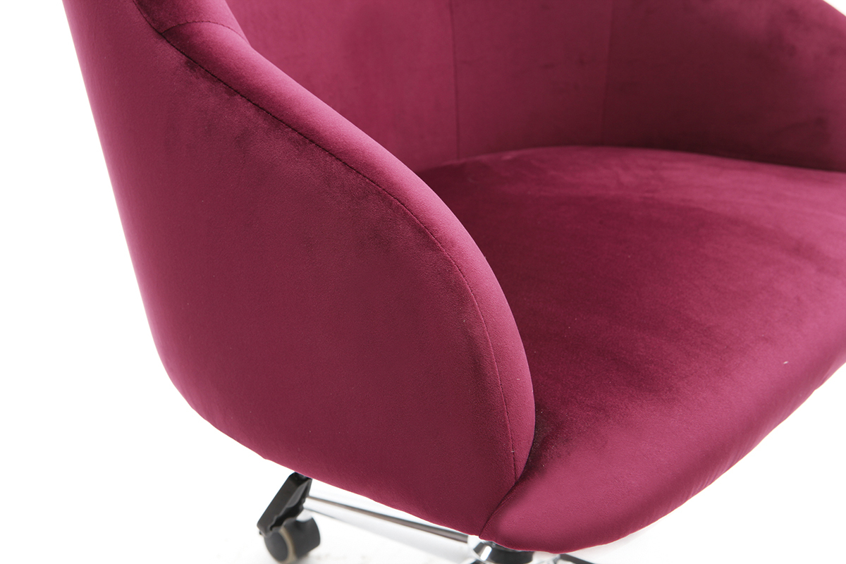 Fauteuil de bureau velours bordeaux SCARLETT