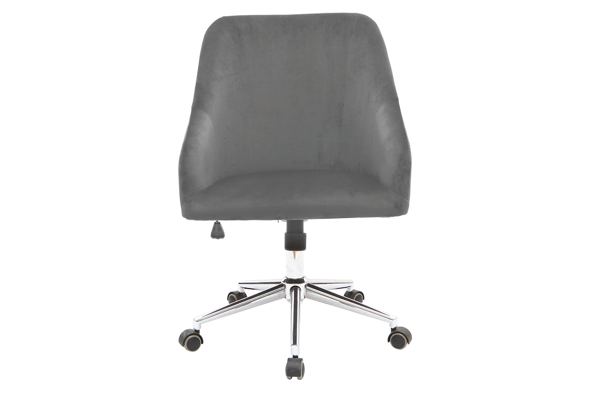 Fauteuil de bureau velours gris fonc SCARLETT